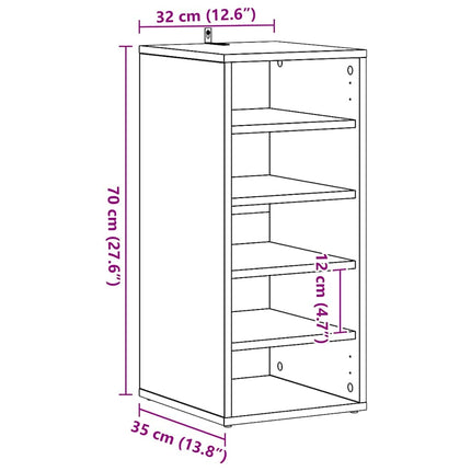 Sko skab 32 x 35 x 70 cm Konstrueret træ Sort eg