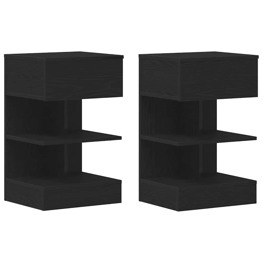 Natskab 2 pcs Sort eg 40 x 35 x 65 cm Konstrueret træ