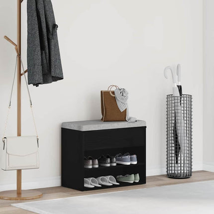 Sko bænk 60 x 30 x 45 cm Konstrueret træ Sort eg