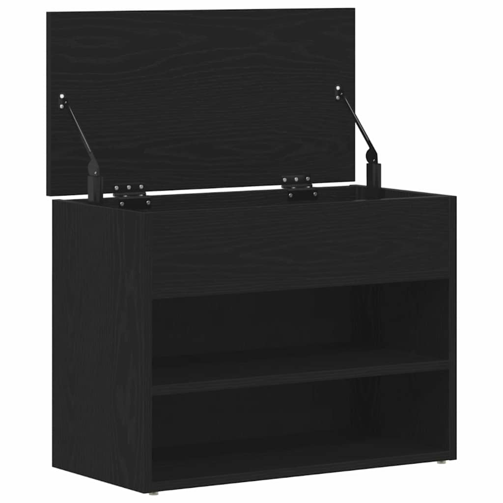 Sko bænk med hylde Sort eg 60 x 30 x 45 cm Konstrueret træ
