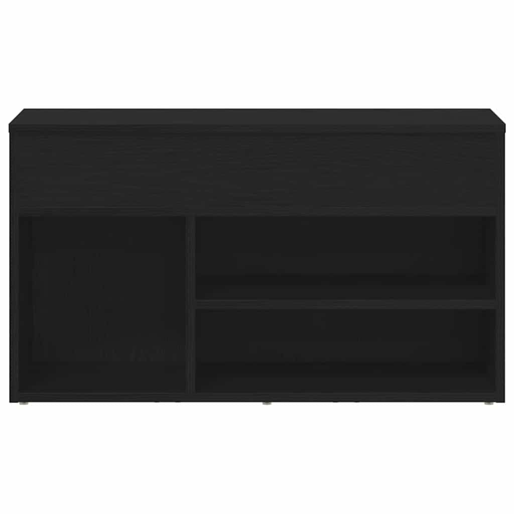 Sko bænk med hylde Sort eg 80 x 30 x 45 cm Konstrueret træ