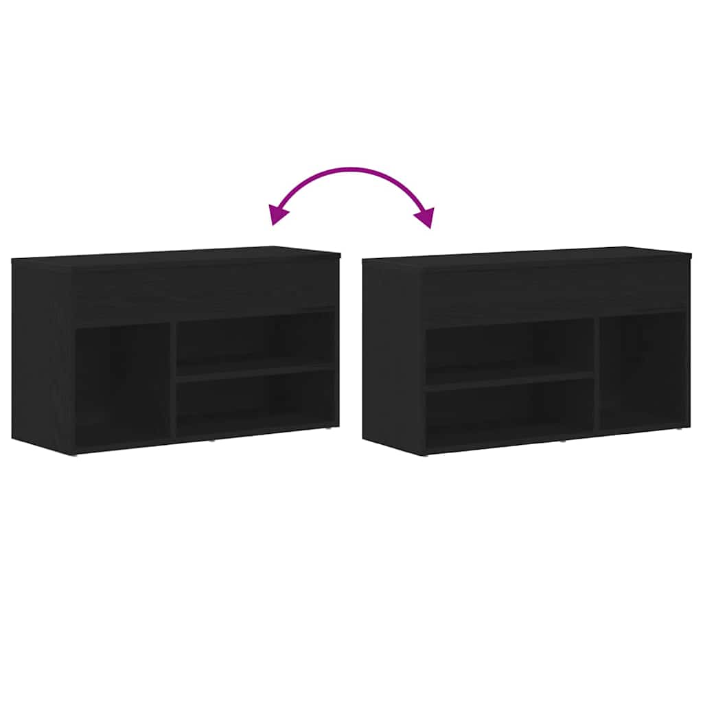 Sko bænk med hylde Sort eg 80 x 30 x 45 cm Konstrueret træ