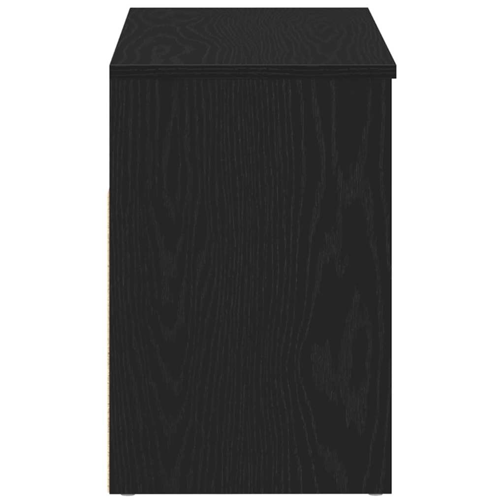 Sko bænk med hylde Sort eg 80 x 30 x 45 cm Konstrueret træ