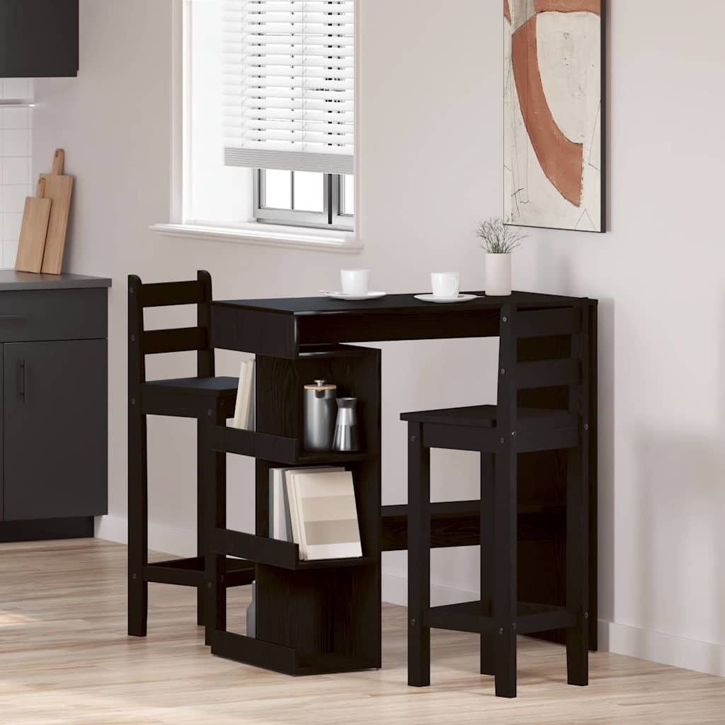 Barbord med hylde Sort eg 100 x 48 x 101,5 cm Konstrueret træ
