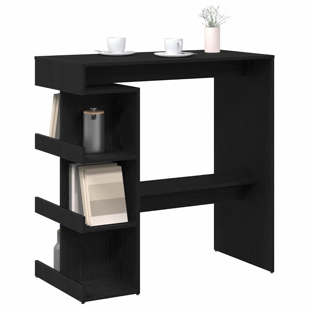Barbord med hylde Sort eg 100 x 48 x 101,5 cm Konstrueret træ
