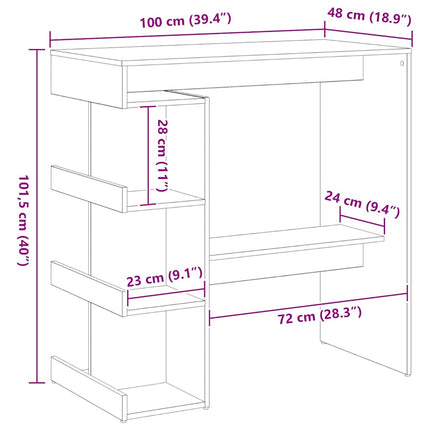 Barbord 100 x 48 x 101,5 cm Konstrueret træ Sort eg