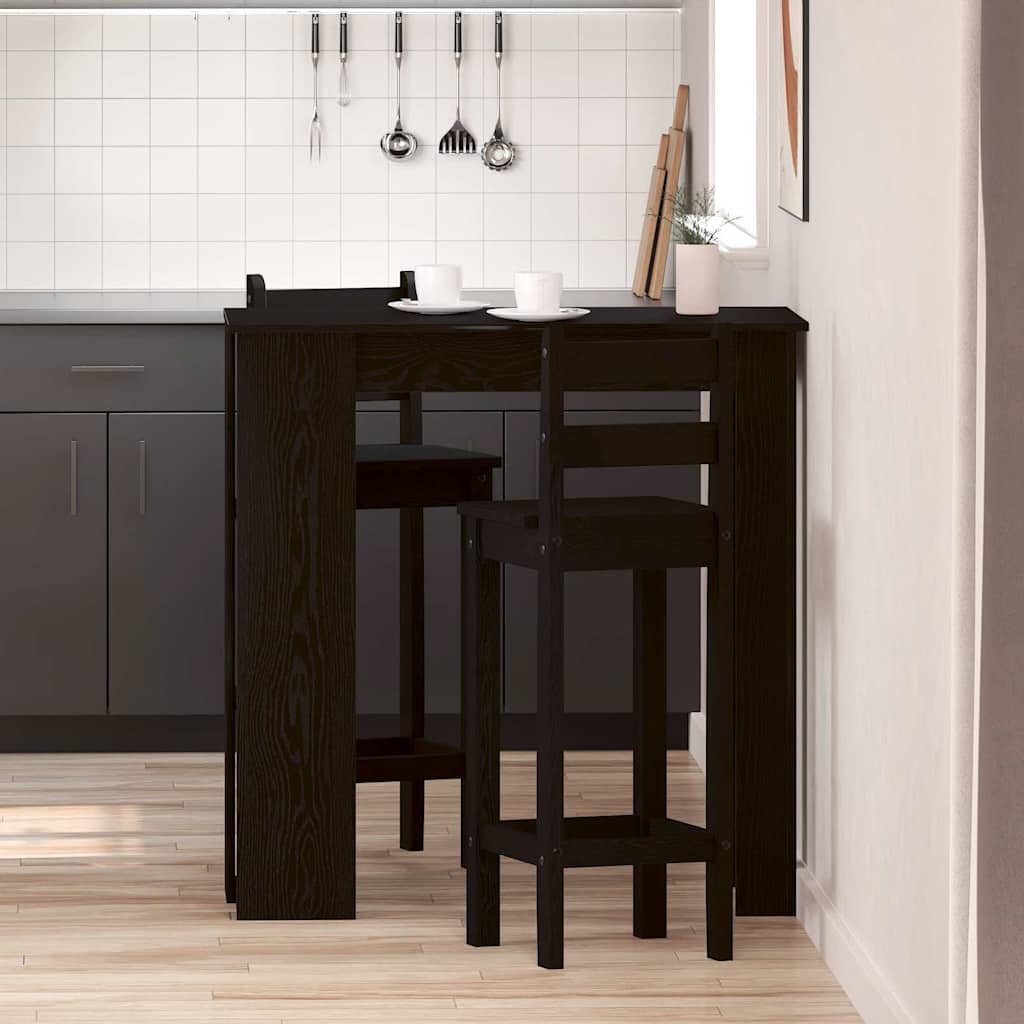 Barbord med hylder - sort eg, 102 × 50 × 103,5 cm, konstrueret træ