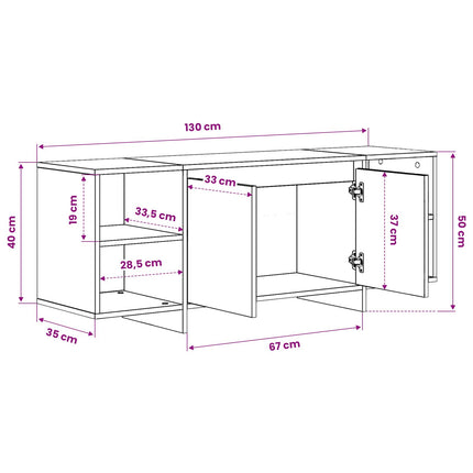 TV-skab 130 x 35 x 50 cm Sort eg Konstrueret træ