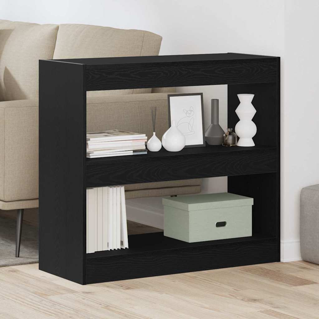 Bogskabe i sort eg - 2 stk reolsystem, konstrueret træ, 80 × 30 × 72 cm