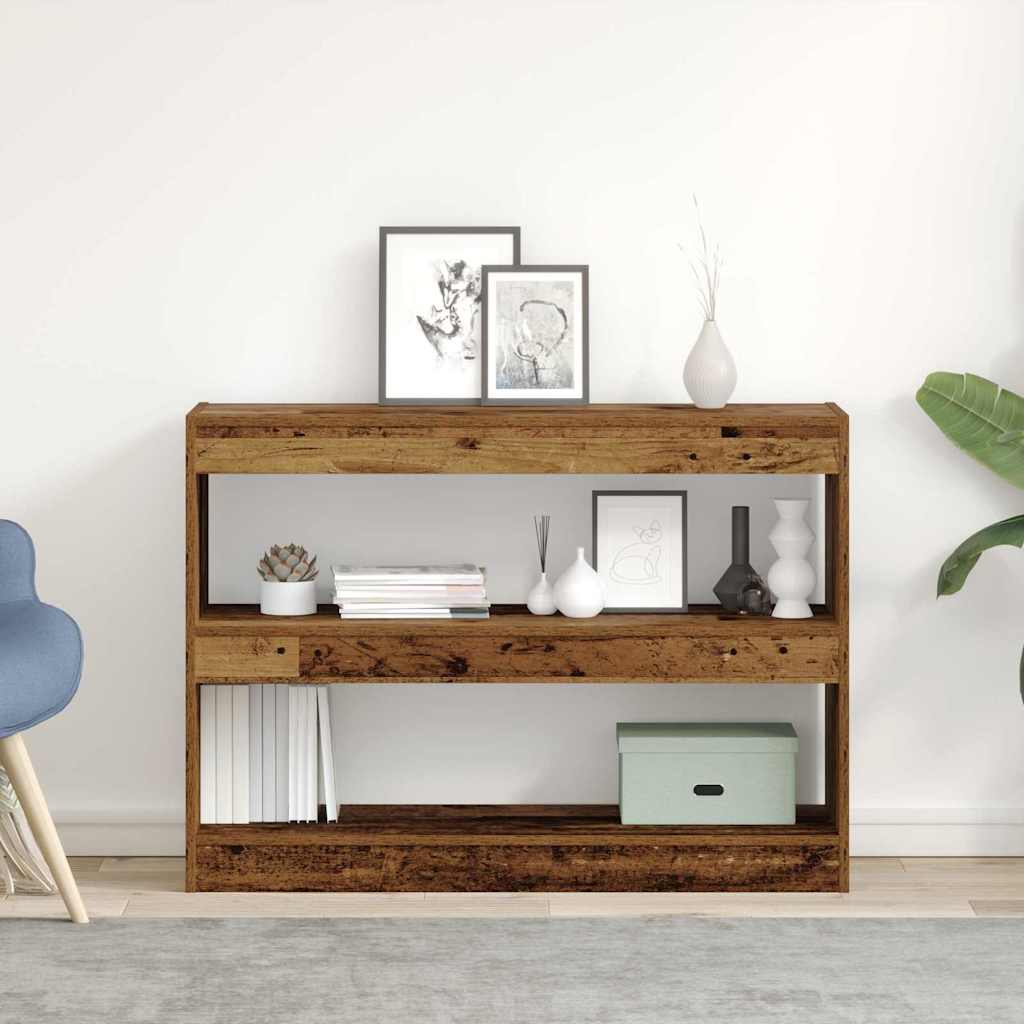 Bogreol i gammelt trælook - konstrueret træ, 100 × 30 × 72 cm