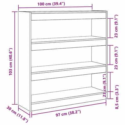 Bogskab 3 niveauer 100 x 30 x 103 cm Konstrueret træ artisan eg