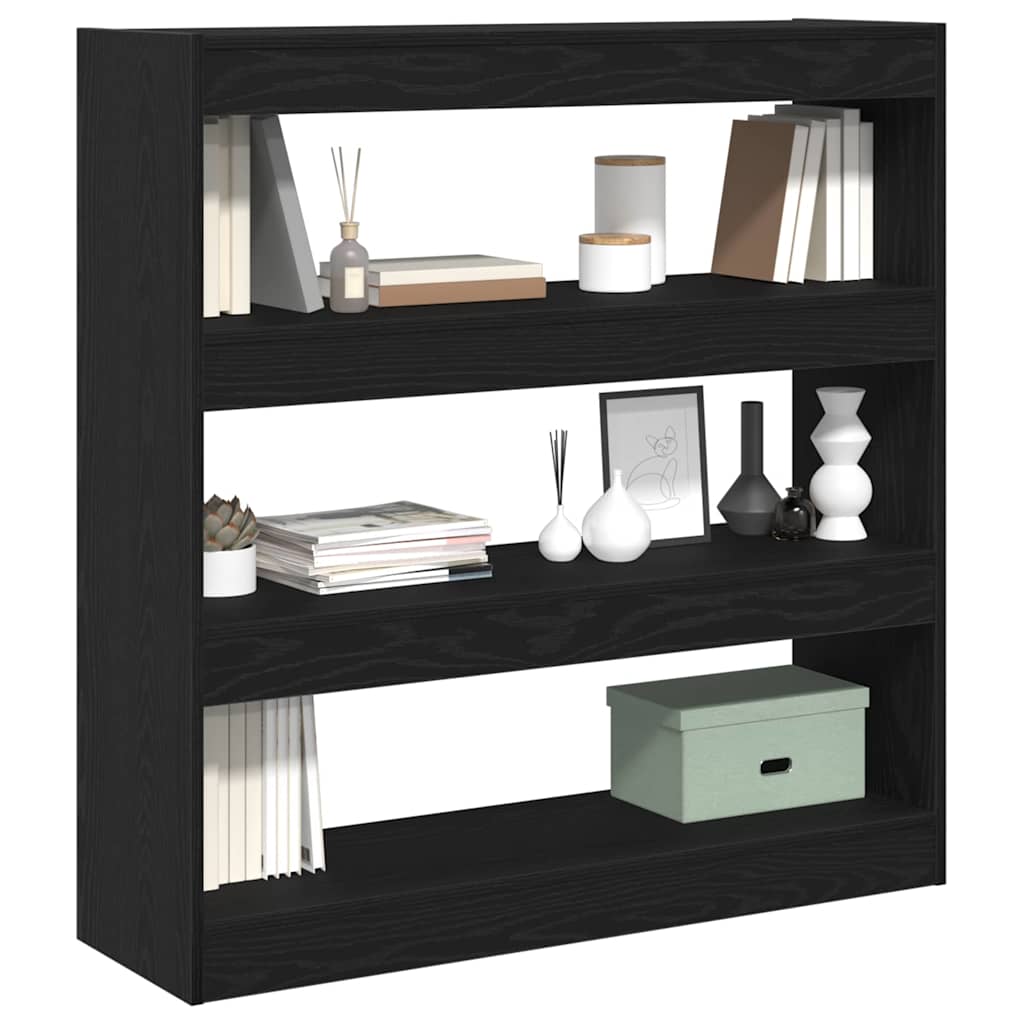 Bogskab Sort eg 100 x 30 x 103 cm Konstrueret træ billede