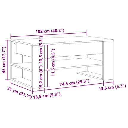 Sofabord Artisan Egetræ 102 x 55 x 45 cm Konstrueret træ