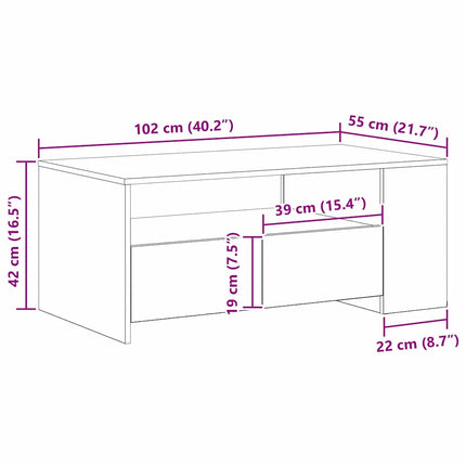 Sofabord Artisan Egetræ 102 x 55 x 43,5 cm Konstrueret træ