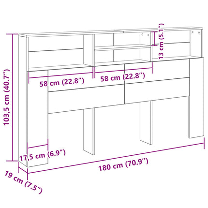 Hovedgærde Skab Sort eg 180 x 19 x 103,5 cm Konstrueret træ