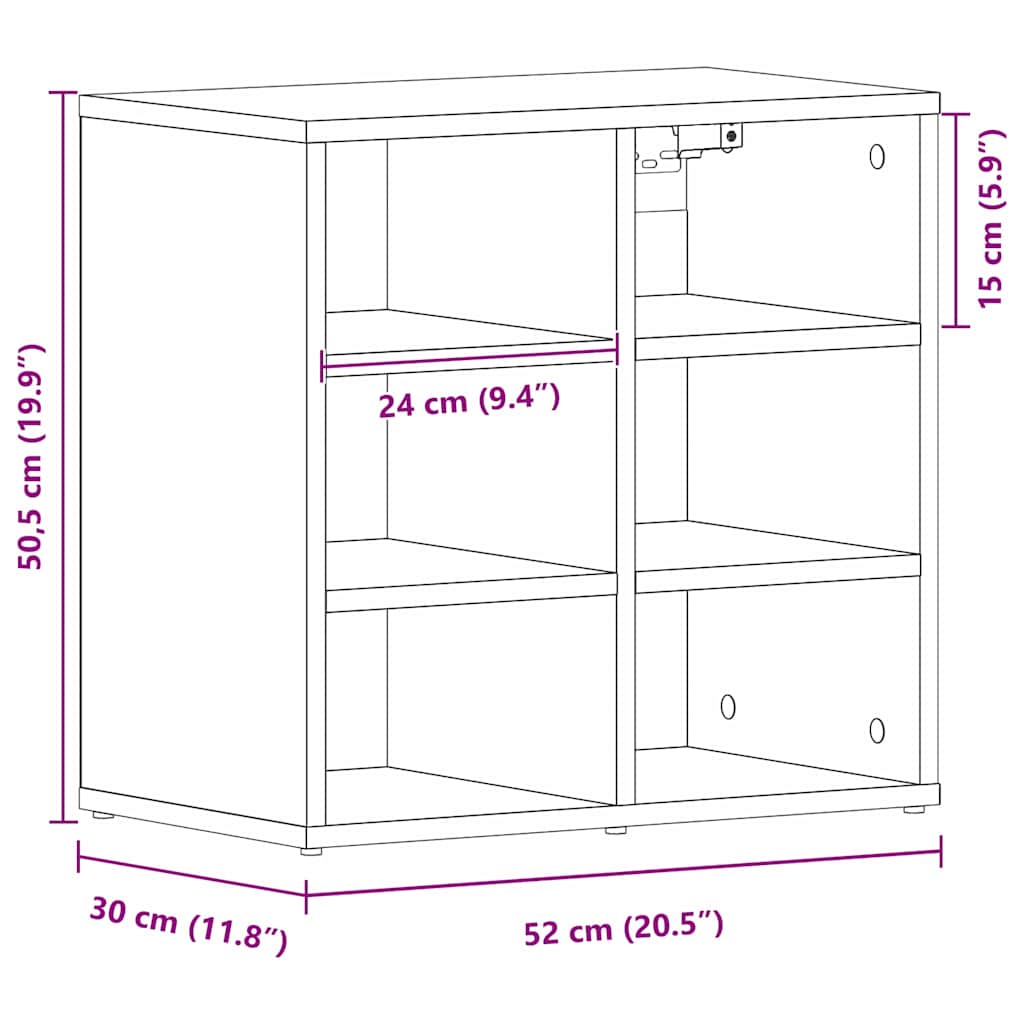 Sko skab med hylde Sort eg 52 x 30 x 50,5 cm Konstrueret træ