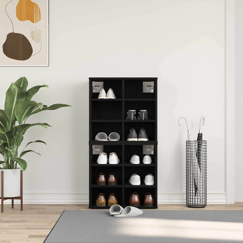 Sko skab 2 pcs Sort eg 52 x 30 x 50,5 cm Konstrueret træ