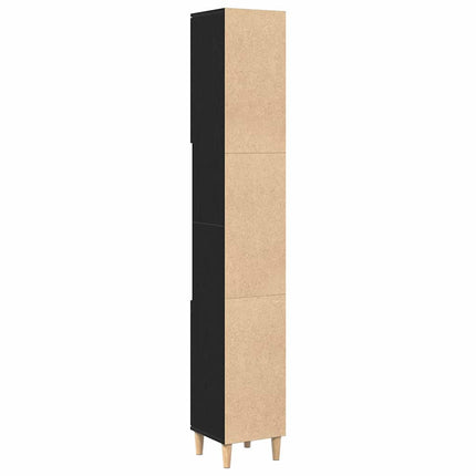 Badeværelsesskab Sort eg 30 x 30 x 190 cm Konstrueret træ