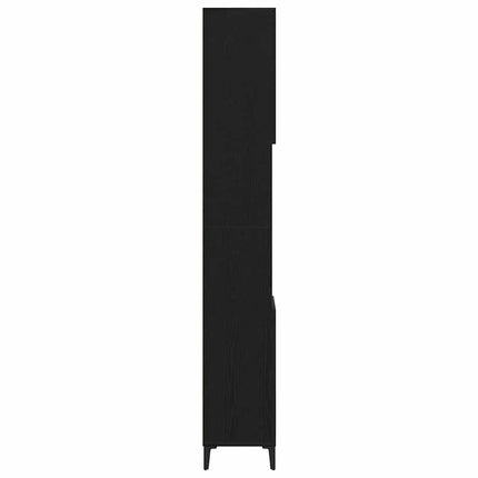 Badeværelsesskab Sort eg 30 x 30 x 190 cm Konstrueret træ