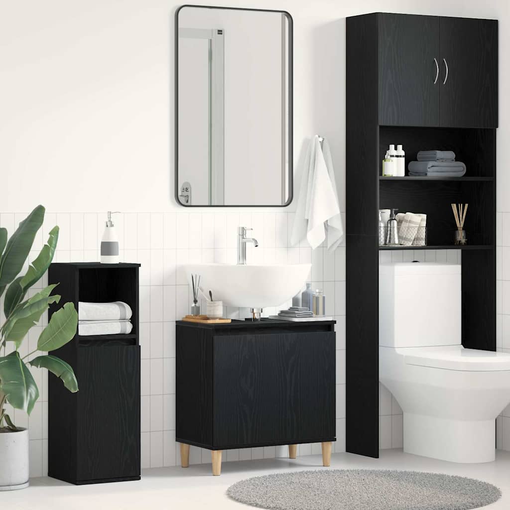 Badeværelsesskabsunder Sort eg 58 x 33 x 60 cm Konstrueret træ billede