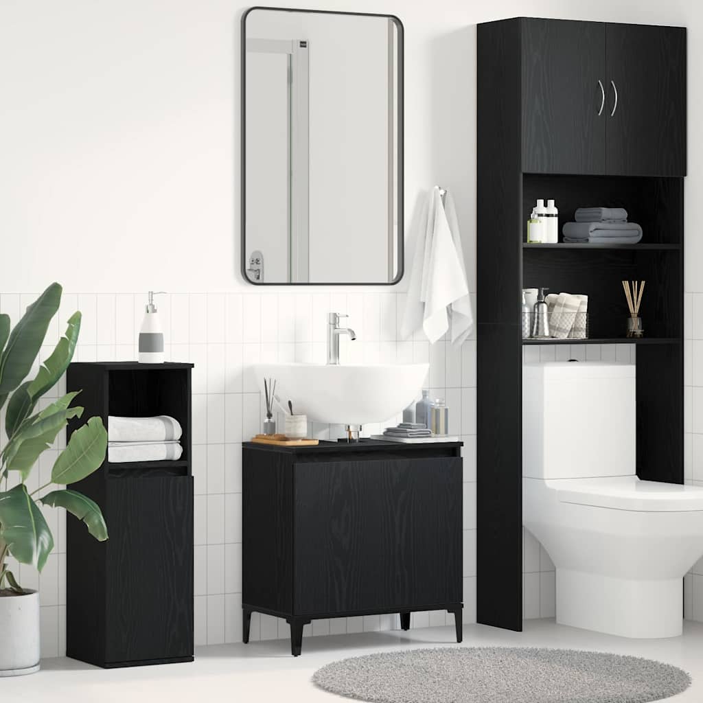 Badeværelsesskabsunder Sort eg 58 x 33 x 60 cm Konstrueret træ billede