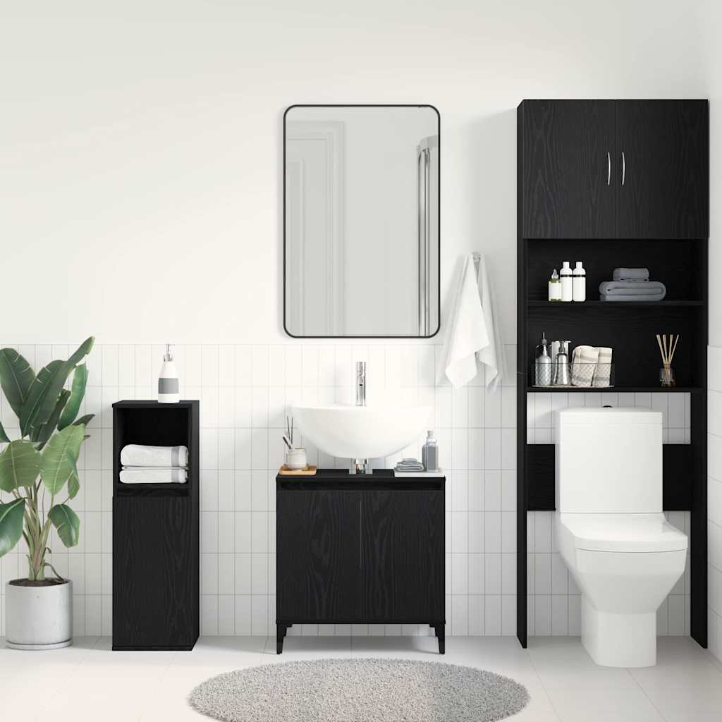 Badeværelsesskabsunder Sort eg 58 x 33 x 60 cm Konstrueret træ
