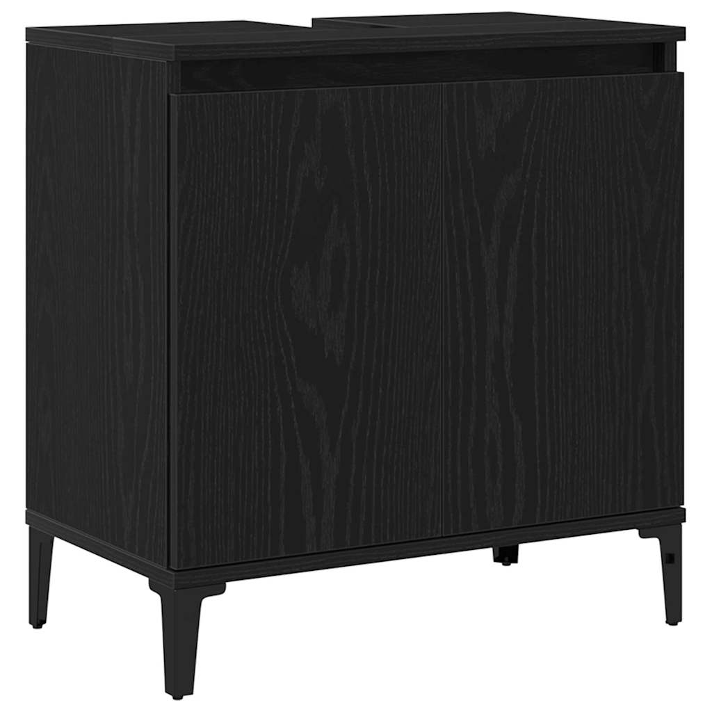 Badeværelsesskabsunder Sort eg 58 x 33 x 60 cm Konstrueret træ