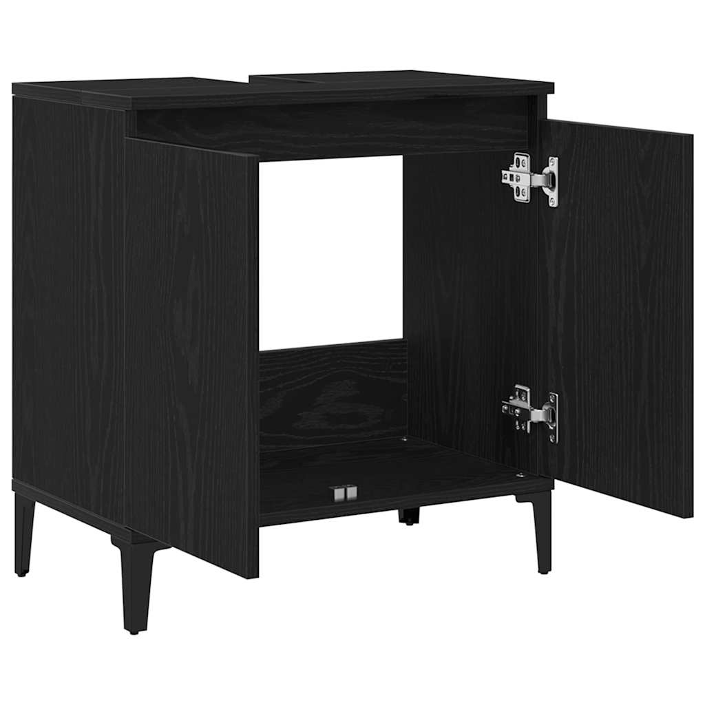 Badeværelsesskabsunder Sort eg 58 x 33 x 60 cm Konstrueret træ