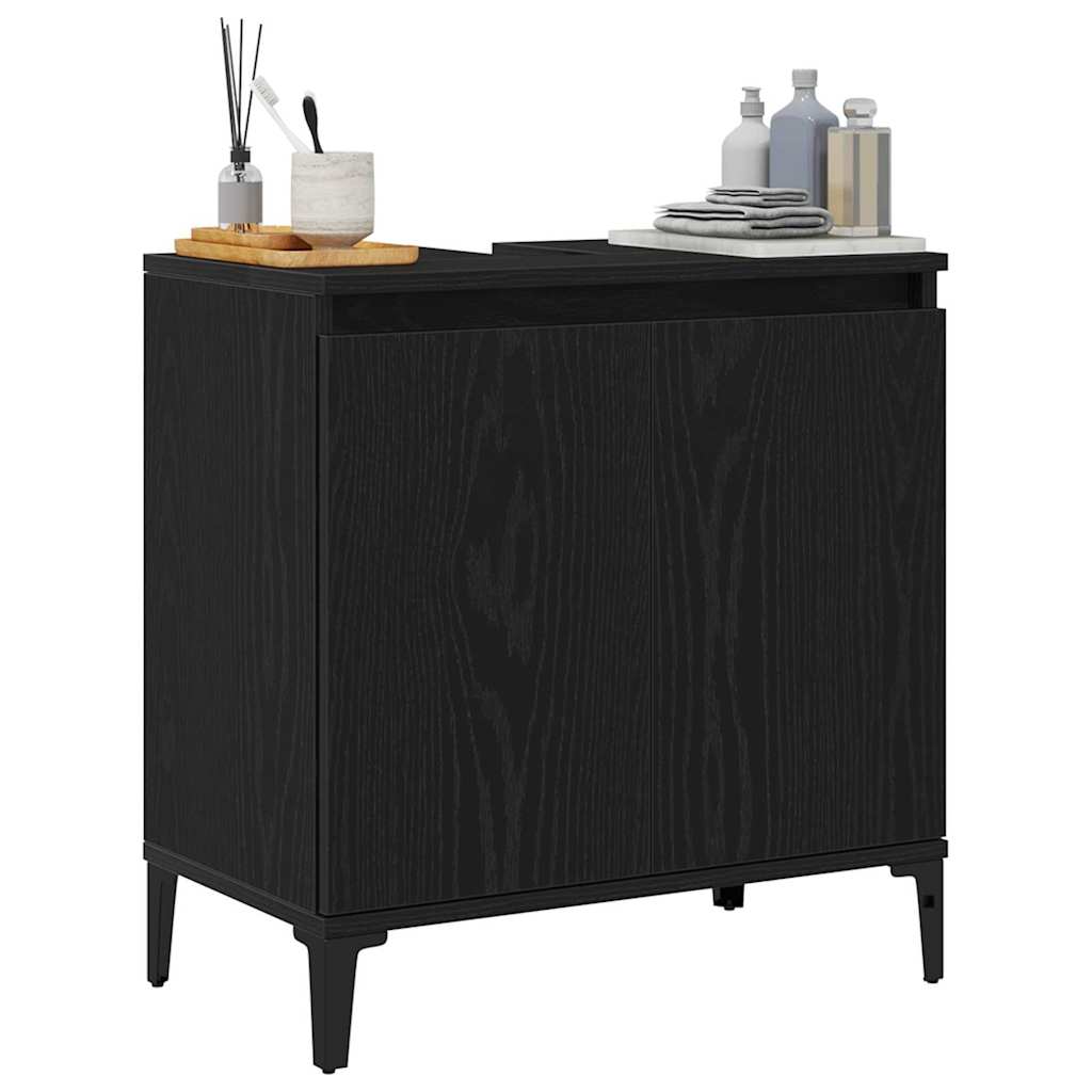 Badeværelsesskabsunder Sort eg 58 x 33 x 60 cm Konstrueret træ