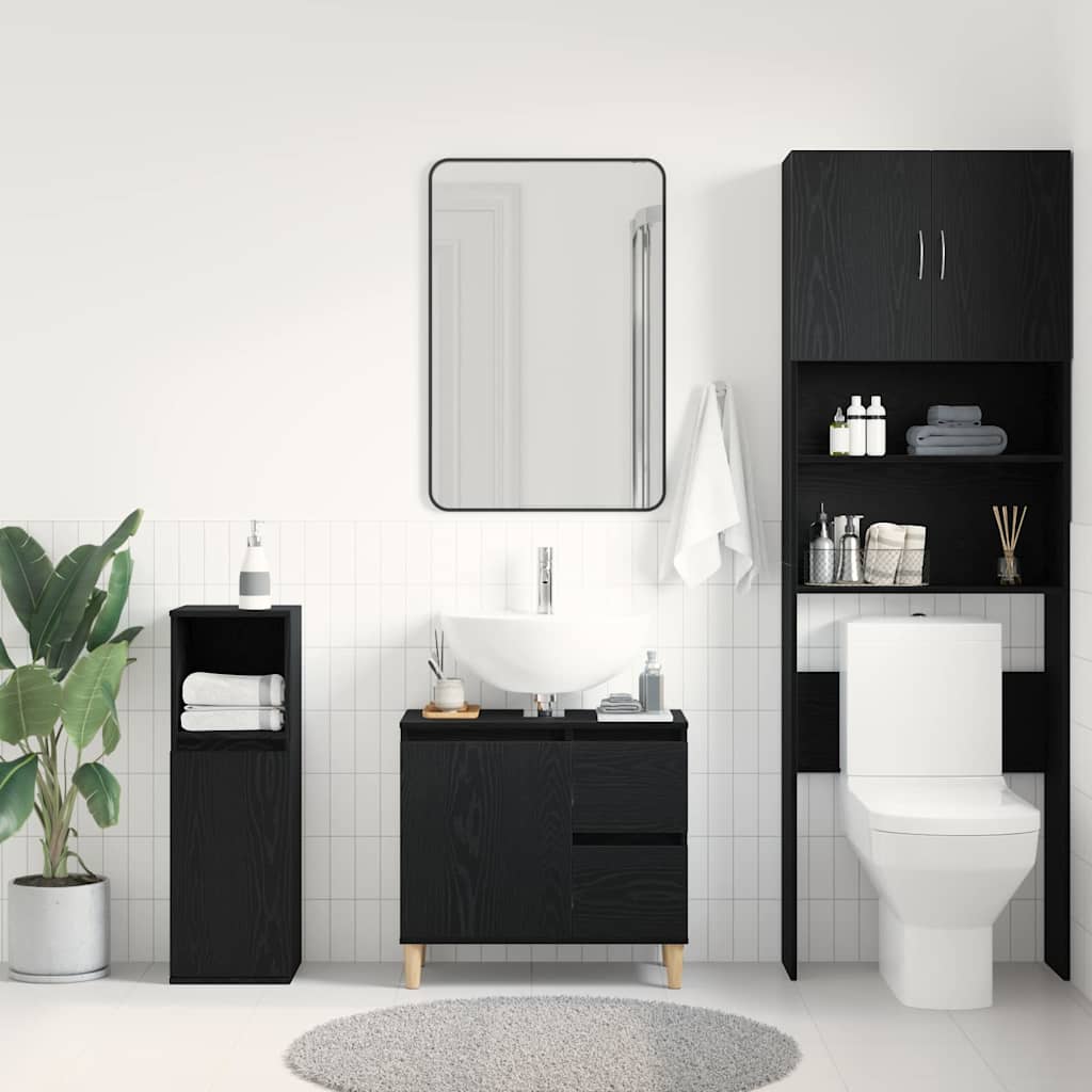 Badeværelsesskab Sort eg 65 x 33 x 60 cm Konstrueret træ