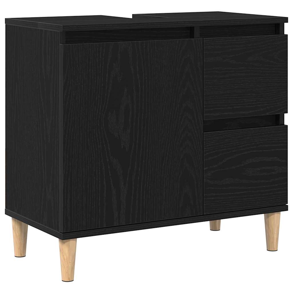 Badeværelsesskab Sort eg 65 x 33 x 60 cm Konstrueret træ