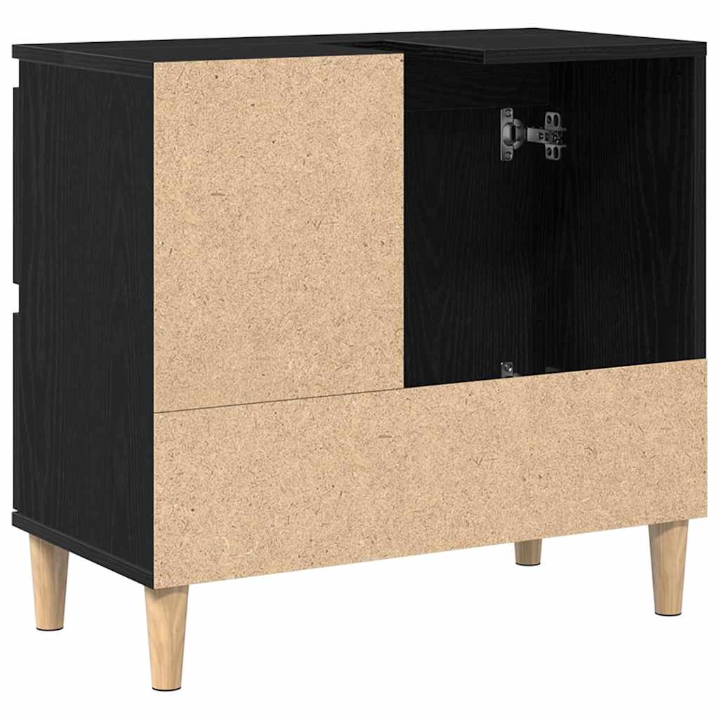 Badeværelsesskab Sort eg 65 x 33 x 60 cm Konstrueret træ