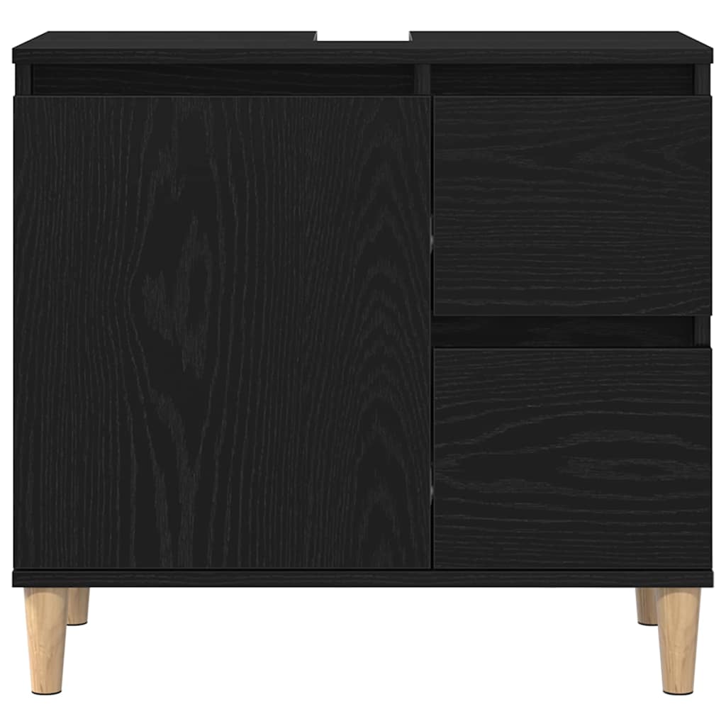 Badeværelsesskab Sort eg 65 x 33 x 60 cm Konstrueret træ