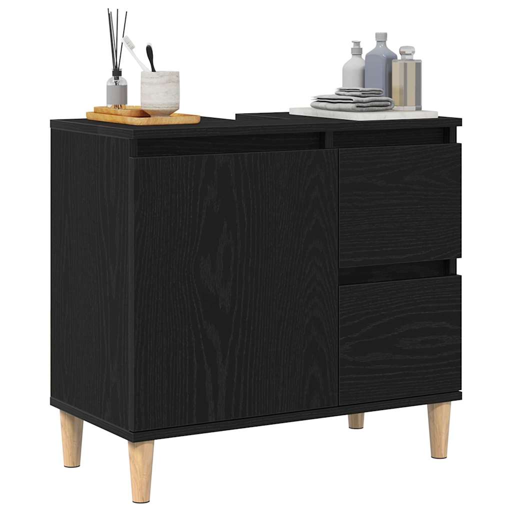 Badeværelsesskab Sort eg 65 x 33 x 60 cm Konstrueret træ
