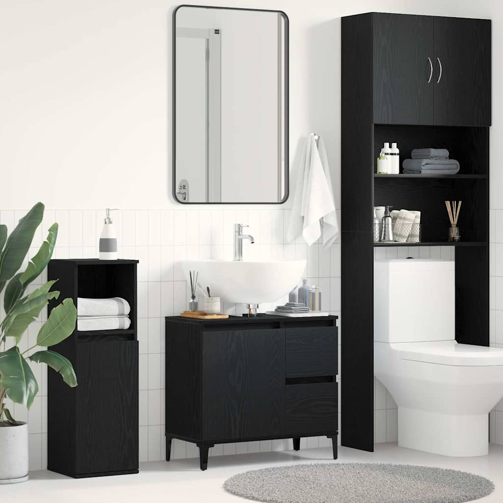 Badeværelsesskab Sort eg 65 x 33 x 60 cm Konstrueret træ billede