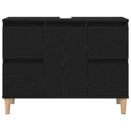 Badeværelsesskabsunder Sort eg 80 x 33 x 60 cm Konstrueret træ