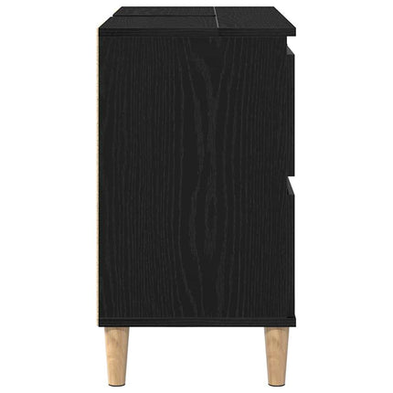 Badeværelsesskabsunder Sort eg 80 x 33 x 60 cm Konstrueret træ