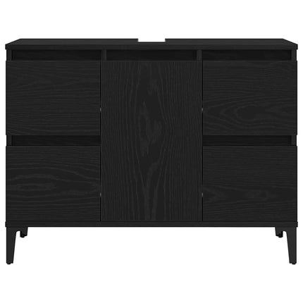 Badeværelsesskabsunder Sort eg 80 x 33 x 60 cm Konstrueret træ