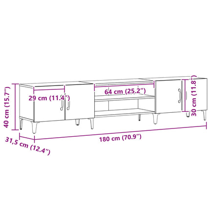 TV-skab 180 x 31,5 x 40 cm Sort eg Konstrueret træ