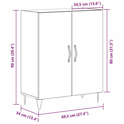 Sideboard Sort eg 69,5 x 34 x 90 cm Konstrueret træ