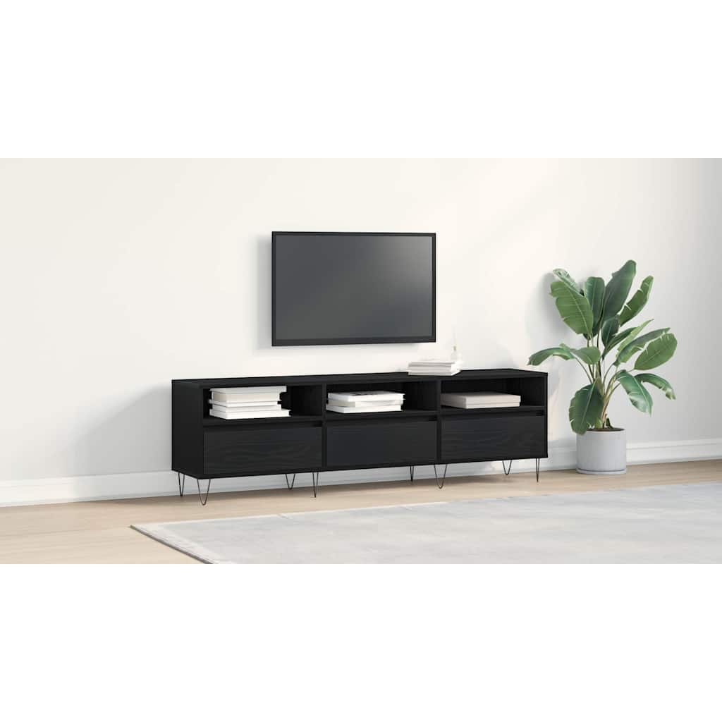 TV-skab med skuffe Sort eg 150 x 30 x 44,5 cm Konstrueret træ