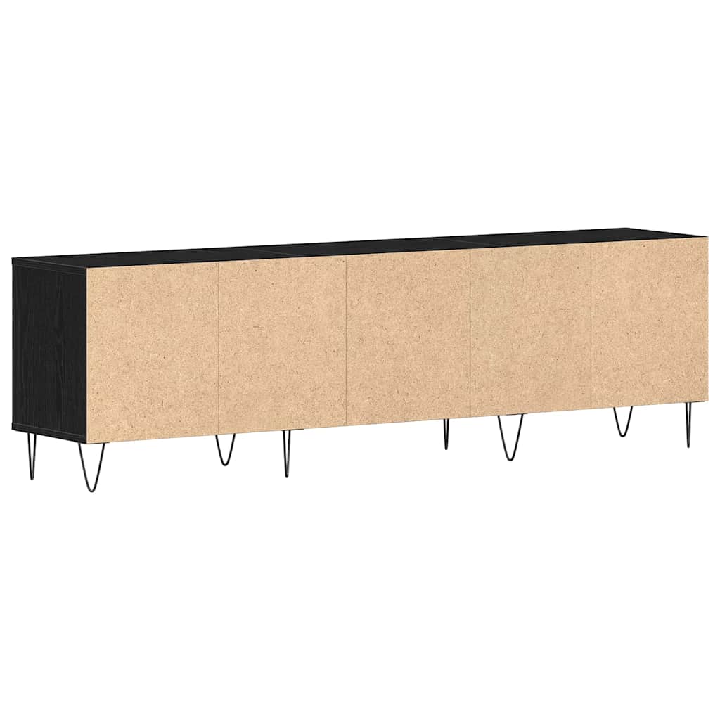 TV-skab med skuffe Sort eg 150 x 30 x 44,5 cm Konstrueret træ