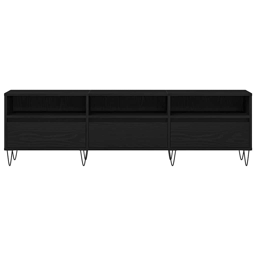 TV-skab med skuffe Sort eg 150 x 30 x 44,5 cm Konstrueret træ