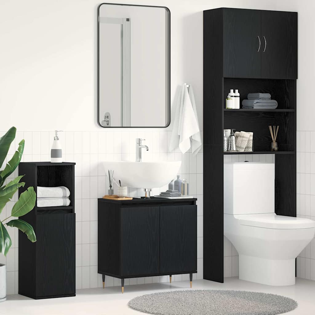 Badeværelsesskabsunder Sort eg 58 x 33 x 60 cm Konstrueret træ billede