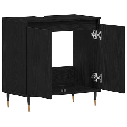 Badeværelsesskabsunder Sort eg 58 x 33 x 60 cm Konstrueret træ