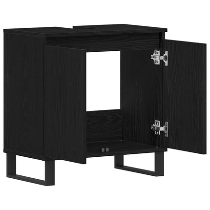 Badeværelsesskabsunder Sort eg 58 x 33 x 60 cm Konstrueret træ