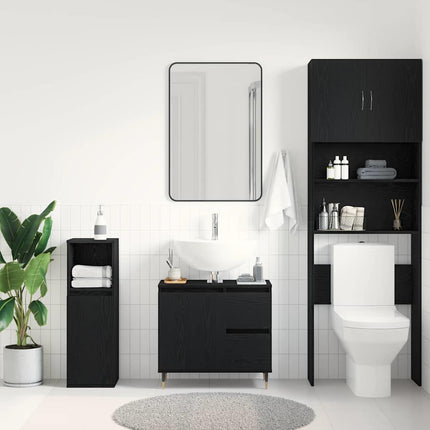 Badeværelsesskab Sort eg 65 x 33 x 60 cm Konstrueret træ