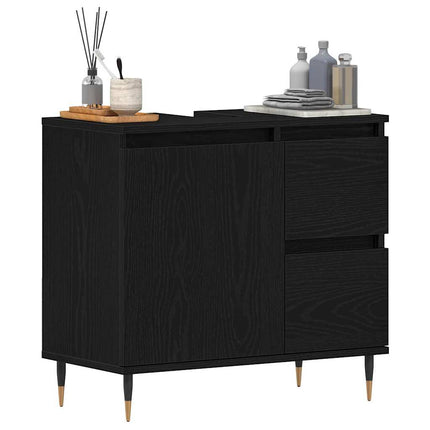 Badeværelsesskab Sort eg 65 x 33 x 60 cm Konstrueret træ