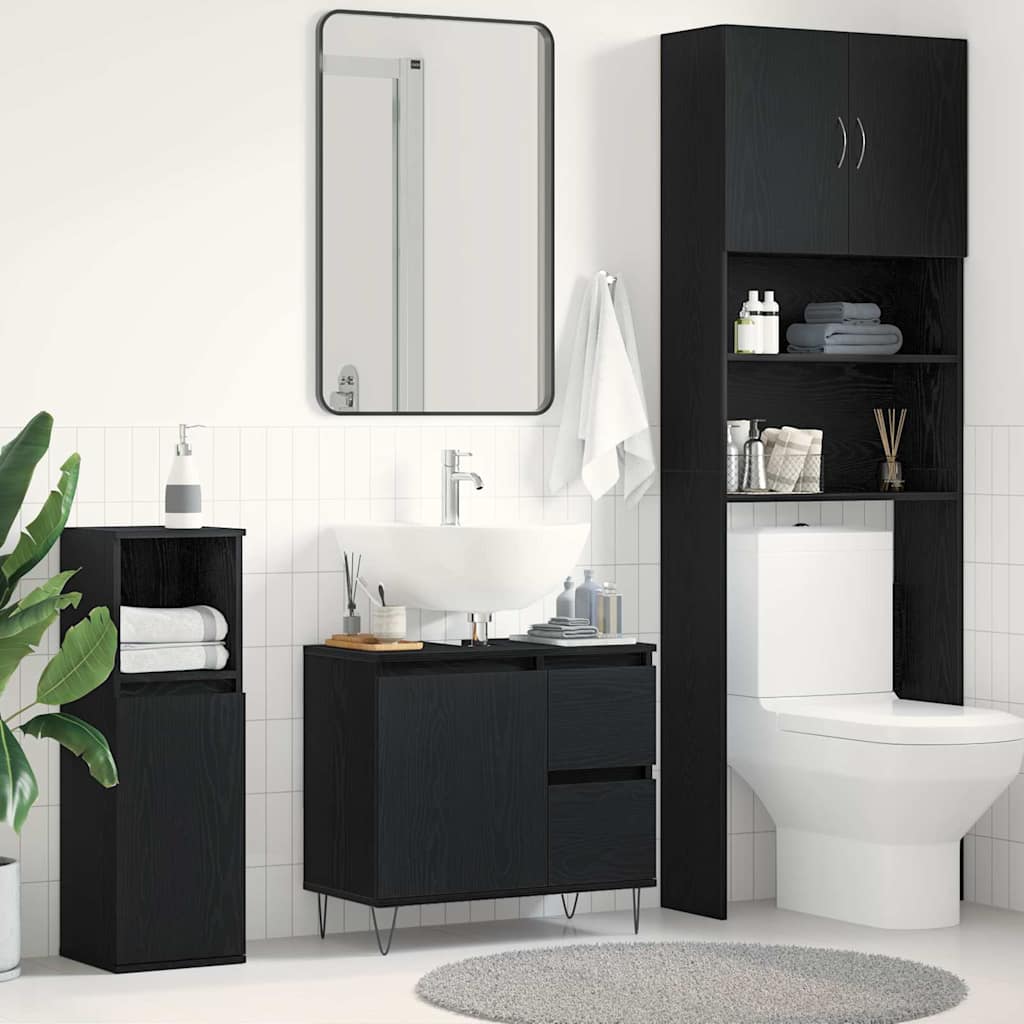 Badeværelsesskabsunder Sort eg 65 x 33 x 60 cm Konstrueret træ billede