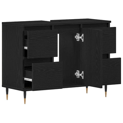 Badeværelsesskabsunder Sort eg 80 x 33 x 60 cm Konstrueret træ